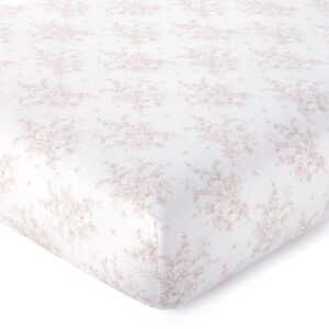 levtex baby - heritage crib fitted sheet - fits standard crib and toddler mattress - floral - blush and white - nursery accessories - 100% cotton