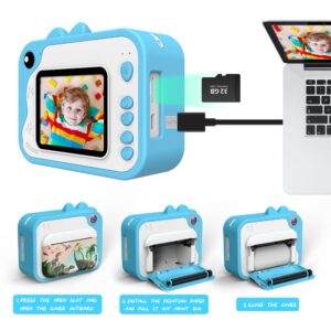 Camera Kids Instant Print USHINING 1080P Instant Camera for Kids Aged 3-12 Ink Free 12MP Print Camera for Kids 2.4 Inch Screen with 32GB SD Card,Color Pens,Print Papers (Blue)