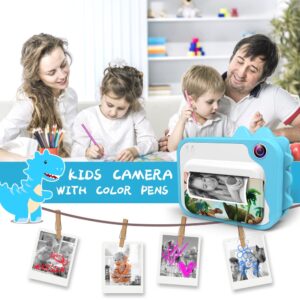 Camera Kids Instant Print USHINING 1080P Instant Camera for Kids Aged 3-12 Ink Free 12MP Print Camera for Kids 2.4 Inch Screen with 32GB SD Card,Color Pens,Print Papers (Blue)