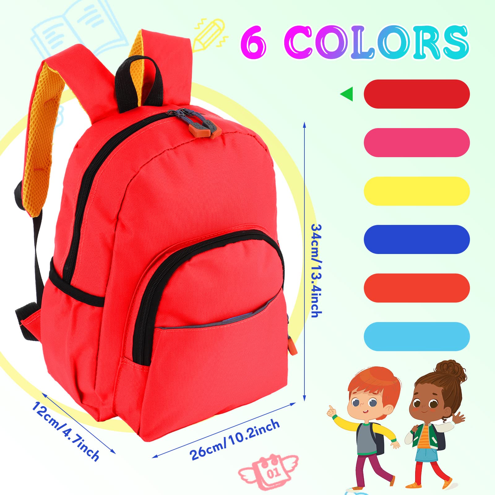 Amylove 6 PCS Preschool Kids Backpack Bulk Toddler Backpack Kindergarten Bags Kids School Bookbag School Backpack for Boys Girls (Simple Style)