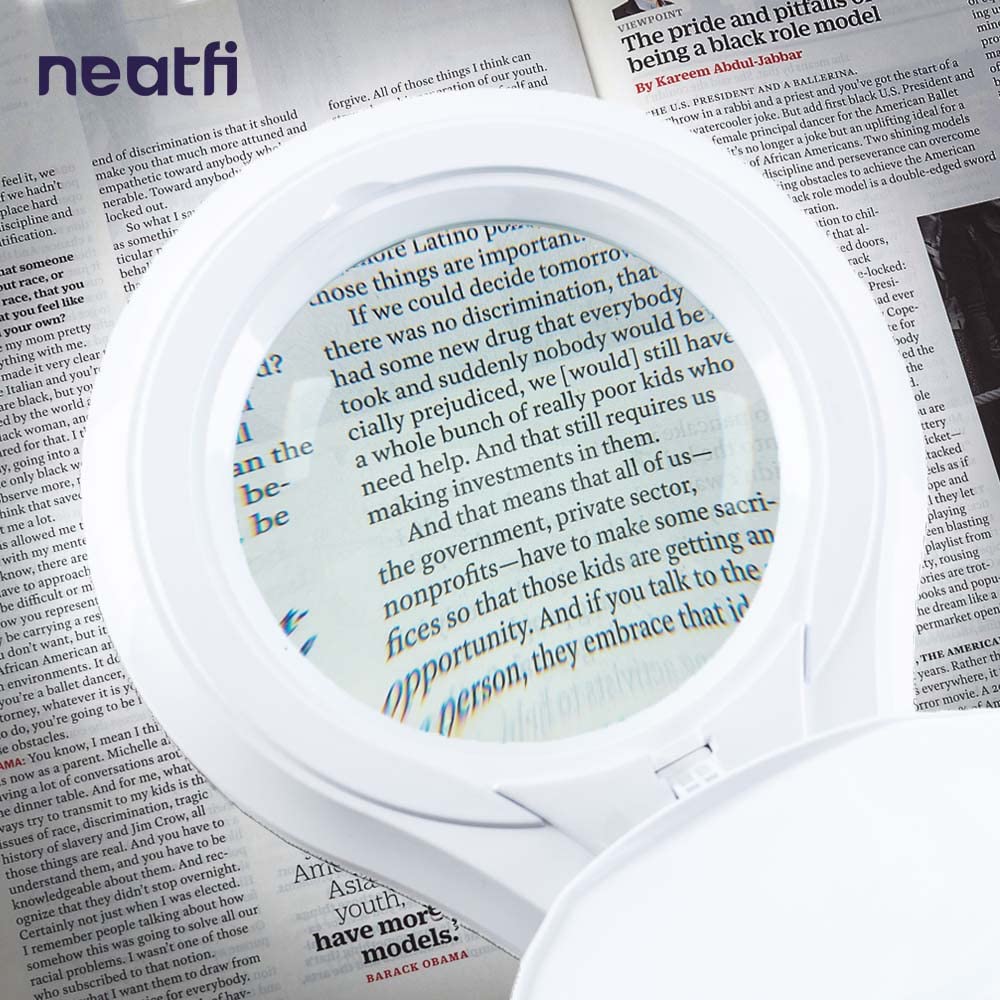 Neatfi (New Model) 1,200 Lumens Super LED Magnifying Lamp with Clamp, 8D, Dimmable, Includes Microfiber Cleaning Cloth, 5 Inch Diameter Lens for Reading, Sewing, Crafting (8 Diopter, White)