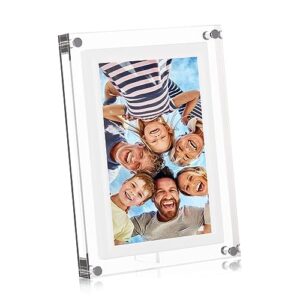 pipivision 7-inch digital picture frame, acrylic video photo frame with auto rotate playback, 1gb internal memory and 1500mah battery, supports 1024 * 600 resolution, ideal desktop decorations