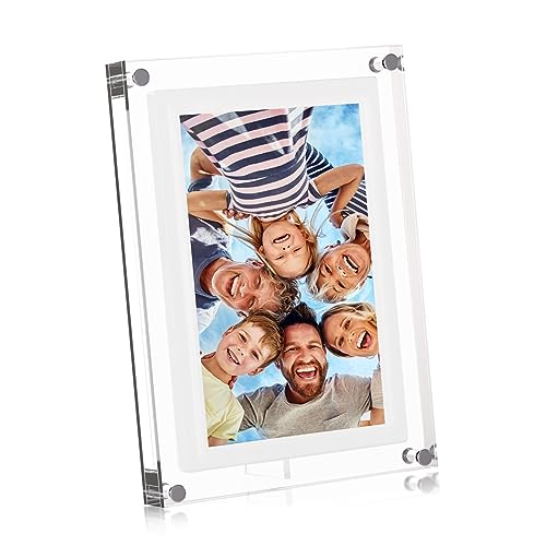 PiPivision 7-inch Digital Picture Frame, Acrylic Video Photo Frame with Auto Rotate Playback, 1GB Internal Memory and 1500mAh Battery, Supports 1024 * 600 Resolution, Ideal Desktop Decorations