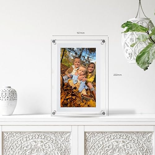 PiPivision 7-inch Digital Picture Frame, Acrylic Video Photo Frame with Auto Rotate Playback, 1GB Internal Memory and 1500mAh Battery, Supports 1024 * 600 Resolution, Ideal Desktop Decorations