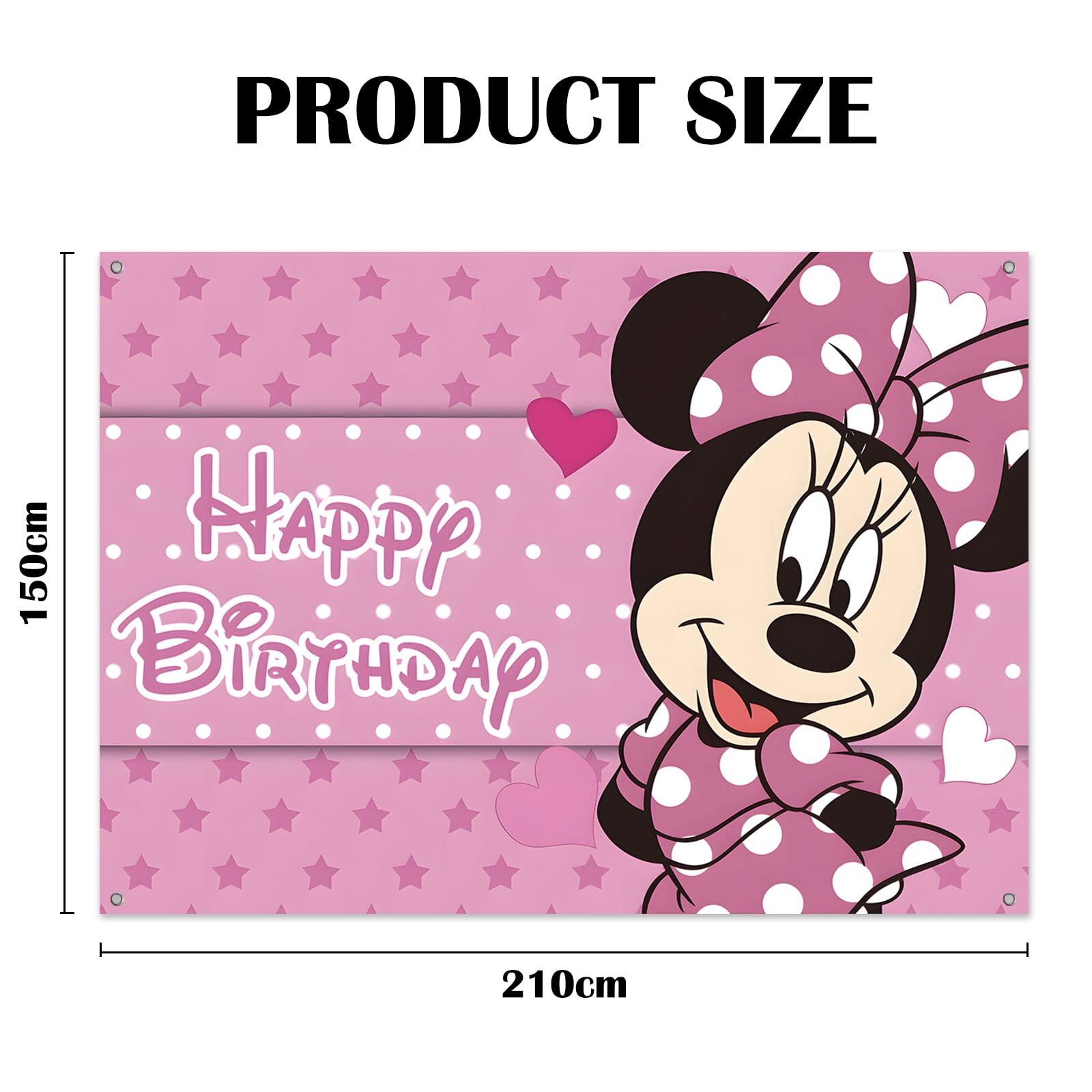 7X5 FT Pink Cartoon Mouse Backdrop Happy Birthday Washable Photography Background Party Supplies Decoration Banner for Little Princess Girls Kids