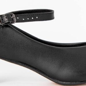 Linodes PU Leather Ankle Strap Character Shoe 1.55'' Dance Shoes for Women-Black-8M-UPD