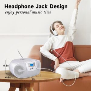 Gelielim CD Player Boombox, FM Radio with Bluetooth, Remote Control, Portable CD Player with Speakers, CD Players for Home with Headphone, Mic Jack Support CD-R/RW/MP3, USB, Gifts for Grandparent