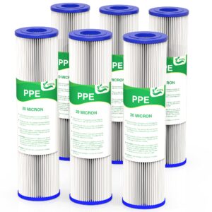 vegebe 20 micron water filter 10" x 2.5", 10-inch whole house sediment pre-filters for well & tap water, replacement cartridge for fxwpc, eq-pfc35, ecp5-10, s1, 3wh-stdpl-f02, spc-25-1005, 6-pack