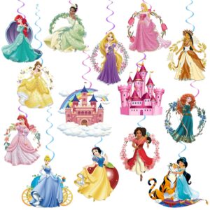58 pcs princess party supplies decorations hanging swirls,princess party swirls streams for girls princess birthday party supplies