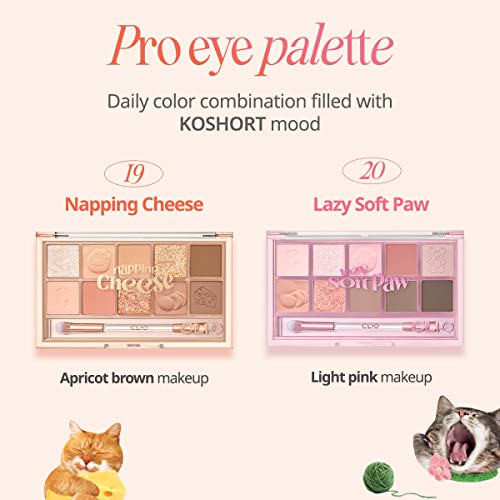 CLIO Pro Eye Shadow Palette, Matte, Shimmer, Glitter, Pearls, Highly Pigments, Long-Wearing (019 NAPPING CHEESE)