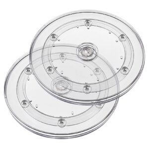jersvims 2pcs 4 inch acrylic turntable platter, transparent turntable organizer round rotating plate for kitchen pantry cabinet desk rack spice cake cookie decorating