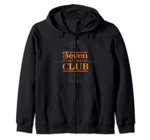 seven continent club orange zip hoodie