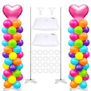 toosci 2 sets adjustable balloon column stand kit, metal 9 feet balloon stands for floor, balloon tower decorations for baby shower graduation birthday wedding party