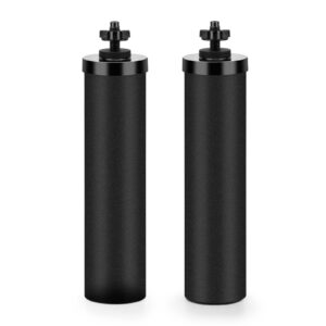 kainasch water filter replacement for berkey, black activated carbon filters compatible with berkey big, light, imperial, travel, crown, royal series gravity-fed water filter system(pack of 2)