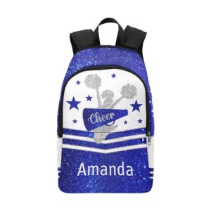xozoty blue bling print cheerleader stars backpack personalized name shoulder bag travel daypack for gift