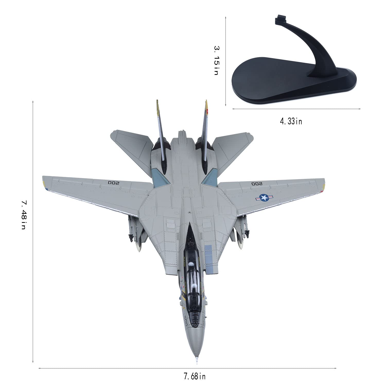 Udnorbay US Navy F-14 F-14A Tomcat Skeleton Fighter Plane Model 1/100 Diecast Military Airplane Models