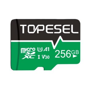 topesel 256gb micro sd card memory cards a1 v30 u3 class 10 speed up to 90m/s micro sdxc uhs-i tf cards for camera/drone/dash cam (1 pack u3 256gb)