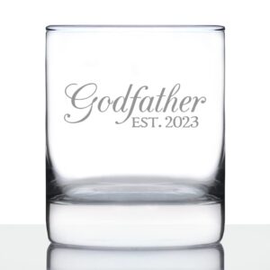 godfather est 2023 - new godfather whiskey rocks glass proposal gift for first time godparents - decorative 10.25 oz glasses