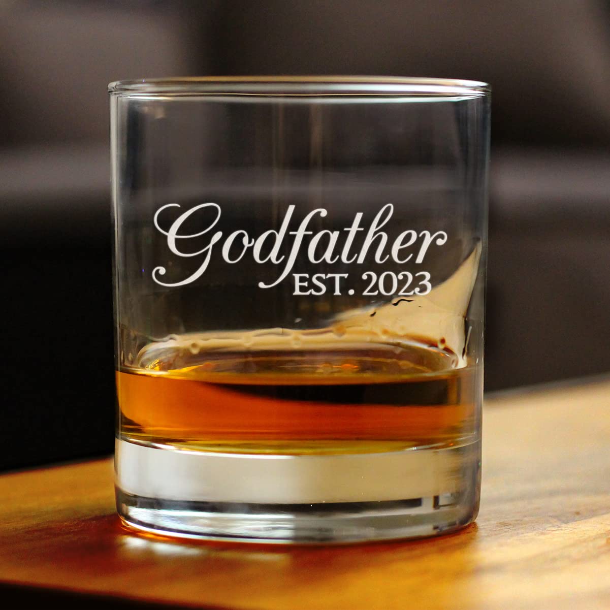 Godfather Est 2023 - New Godfather Whiskey Rocks Glass Proposal Gift for First Time Godparents - Decorative 10.25 Oz Glasses