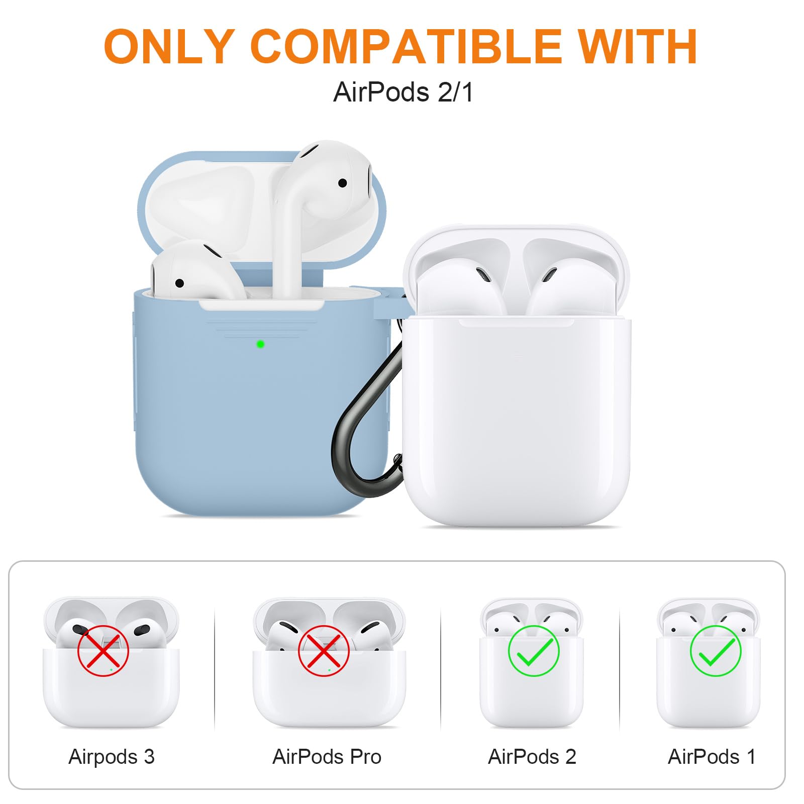 SUPFINE (2 in 1) for Airpod Case Cover, Soft Silicone Protective and Airpod Cleaner Kit Compatible with Airpods 2nd Generation Charging Case (Sky Blue)