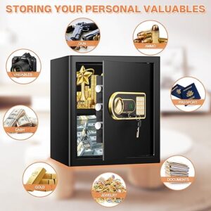 2.3 Cubic Fireproof Safe with Digital Keypad Key, Anti-Theft Safes Fireproof Waterproof with Fireproof Document Bag, Security Home Safe Box for Pistol Money Medicine Important Documents