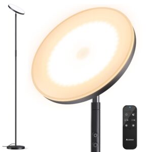 floor lamp, upgraded 36w 3000lm super bright torchiere led floor lamps for living room, stepless dimmable color temperature 2700k-6500k with remote & touch control, standing light for bedroom office