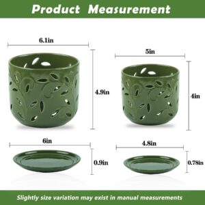 EFISPSS Orchid Pot-5+6Inch,Ceramic Orchid Pots with Holes for Healthy Root Growth Good Air Circulation,Indoor/Outdoor Orchid Pots