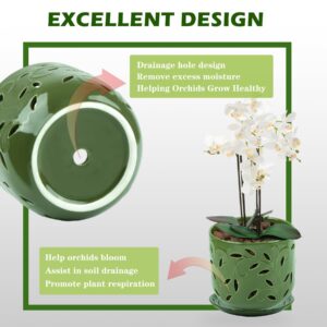 EFISPSS Orchid Pot-5+6Inch,Ceramic Orchid Pots with Holes for Healthy Root Growth Good Air Circulation,Indoor/Outdoor Orchid Pots