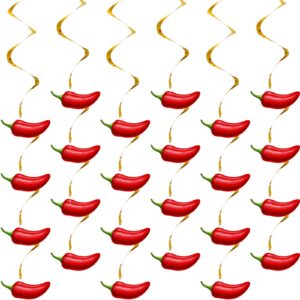 30 pieces chili pepper whirls cinco de mayo pepper decorations for fiesta party mexico spiral hanging party streamers for decor mexican party accessories (red)