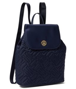 tommy hilfiger nina ii flap backpack bias quilted smooth nylon tommy navy one size