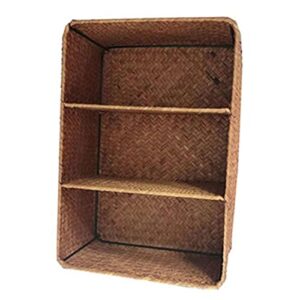 Trjgtas 3-Section Wicker Baskets for Shelves, Hand-Woven Seagrass Storage Baskets Paper Basket