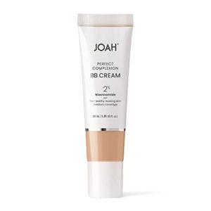 JOAH Perfect Complexion BB Cream with Hyaluronic Acid and Niaciminade, Korean Makeup with Medium Buildable Coverage, Evens Skin Tone, Lightweight, Semi Matte Finish, Tan with Neutral Undertones (Light with Cool Undertones)