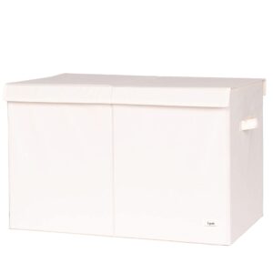 3 sprouts recycled fabric folding chest organizer in cream - collapsible storage basket container with lid & handles