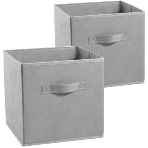 mrooda fabric storage bins 2 pack storage cubes for shelves、storage bins with 2 handles 、rectangle storage box organizer shelf baskets 、for clothes toys books and more、color grey 2 pack