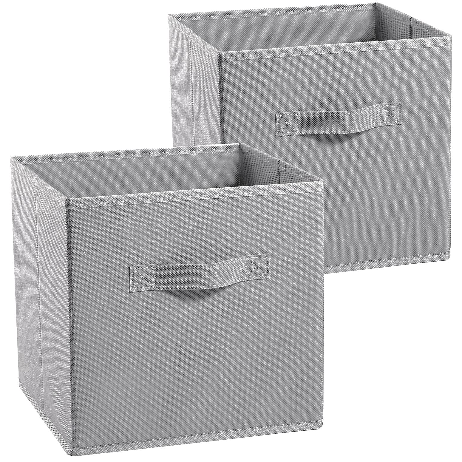 Mrooda Fabric Storage Bins 2 Pack Storage Cubes For Shelves、Storage Bins with 2 Handles 、Rectangle Storage Box Organizer Shelf Baskets 、for clothes toys books and more、color grey 2 pack