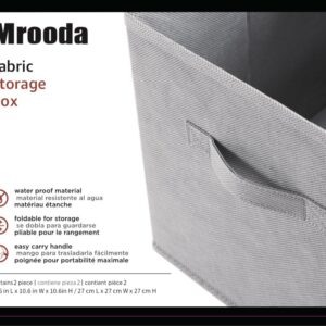 Mrooda Fabric Storage Bins 2 Pack Storage Cubes For Shelves、Storage Bins with 2 Handles 、Rectangle Storage Box Organizer Shelf Baskets 、for clothes toys books and more、color grey 2 pack