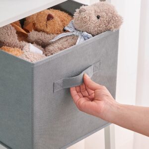 Mrooda Fabric Storage Bins 2 Pack Storage Cubes For Shelves、Storage Bins with 2 Handles 、Rectangle Storage Box Organizer Shelf Baskets 、for clothes toys books and more、color grey 2 pack