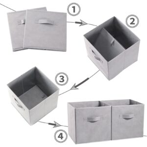 Mrooda Fabric Storage Bins 2 Pack Storage Cubes For Shelves、Storage Bins with 2 Handles 、Rectangle Storage Box Organizer Shelf Baskets 、for clothes toys books and more、color grey 2 pack