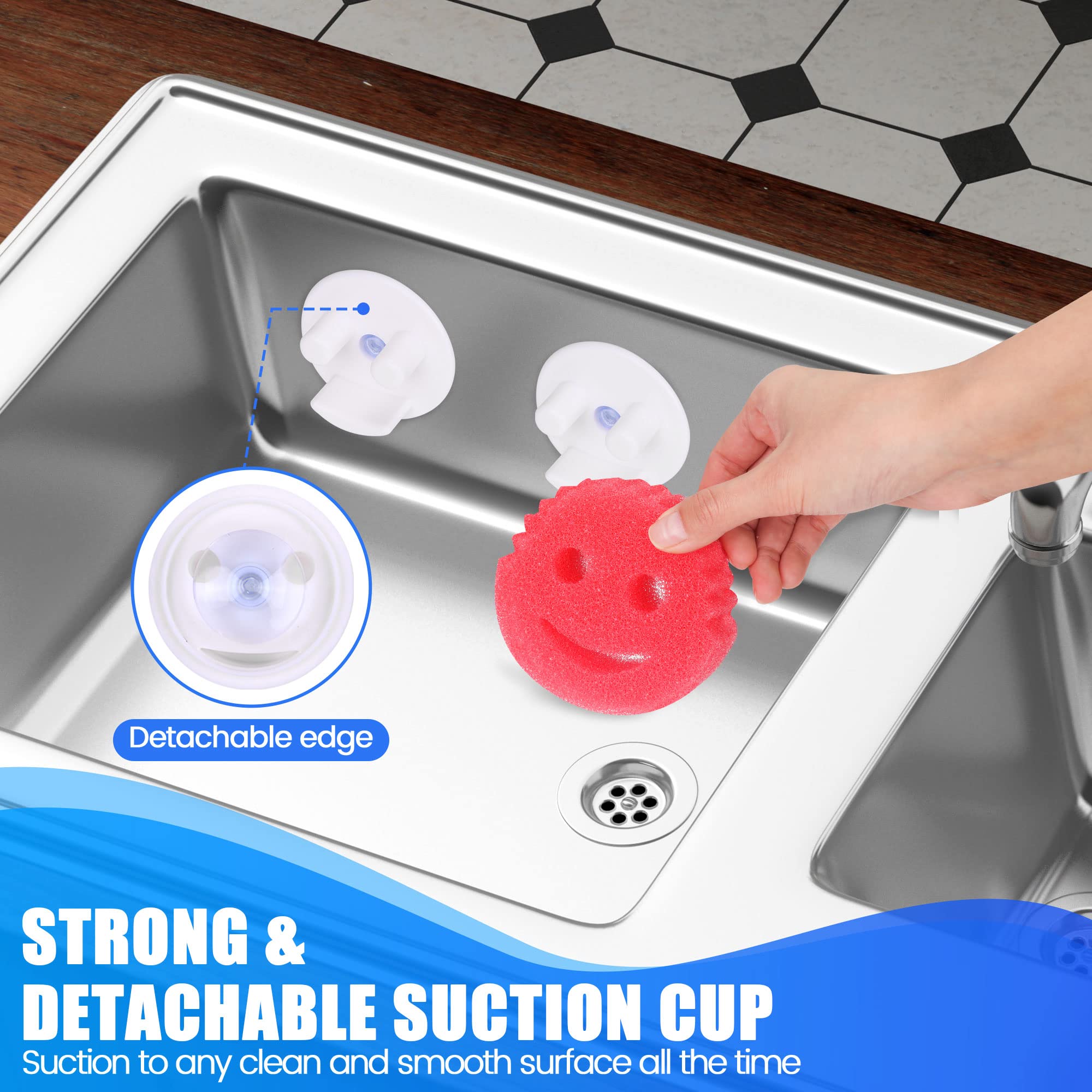 Smile Sponge Holder, Sink Holder with Suction Cup Installation, Kitchen/Bathroom Sink Sponge Organizer, Designed for Round Smiley Sponges, Dishwasher Safe (Sponge Not Included)