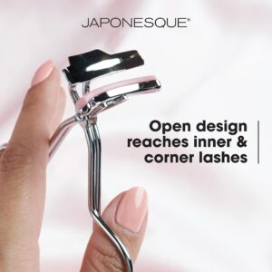 JAPONESQUE False Lash Fuser and Curler - Fuse Natural Lashes to False Eyelashes - No More Flyaway Corners! Great Tool for Short Natural Lashes