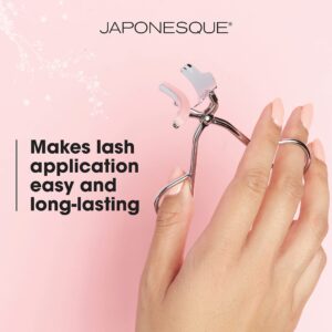 JAPONESQUE False Lash Fuser and Curler - Fuse Natural Lashes to False Eyelashes - No More Flyaway Corners! Great Tool for Short Natural Lashes