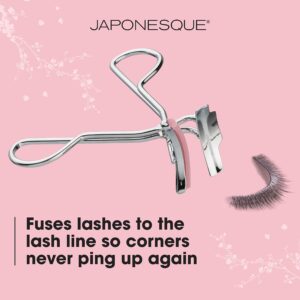 JAPONESQUE False Lash Fuser and Curler - Fuse Natural Lashes to False Eyelashes - No More Flyaway Corners! Great Tool for Short Natural Lashes