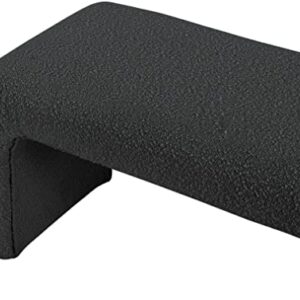 Meridian Furniture Niagara Collection Modern Upholstered Bench with Rich Boucle Fabric, Curved Contemporary Design, 52" W x 15.5" D x 17.5" H, Black