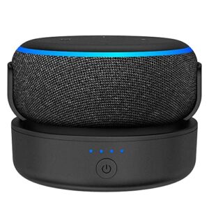 plusacc battery base for echo dot 3rd generation - 10000 mah portable alexa charger stand holder for echo dot 3rd gen, up to 16 hours playtime (black)