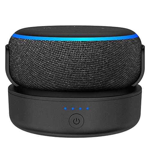 PlusAcc Battery Base for Echo Dot 3rd Generation - 10000 mAh Portable Alexa Charger Stand Holder for Echo Dot 3rd Gen, Up to 16 Hours Playtime (Black)