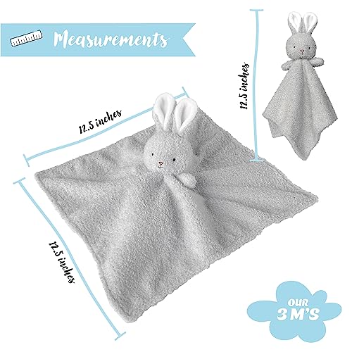 Our 3 M's Bunny Baby Security Blanket - Gray Baby Lovey - Baby Security Blankets for Girls and Baby Boy Gifts - Super Soft Blanket for Newborn