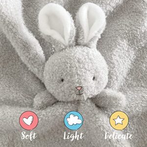 Our 3 M's Bunny Baby Security Blanket - Gray Baby Lovey - Baby Security Blankets for Girls and Baby Boy Gifts - Super Soft Blanket for Newborn