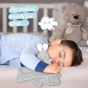 Our 3 M's Bunny Baby Security Blanket - Gray Baby Lovey - Baby Security Blankets for Girls and Baby Boy Gifts - Super Soft Blanket for Newborn