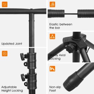 Svopy T-Shape Backdrop Stand Kit - 8 x 5.3ft Adjustable Photo Backdrop Stand - Portable Sturdy Back Drop Stand for Photoshoots, Parties, Wedding and Decoration with 6 Spring Clamps, Sandbag, Carry Bag