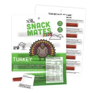 the new primal snack mates turkey sticks, gluten free healthy snacks for kids, low sugar high protein kids snack for school, mini paleo jerky meat stick, 7g protein, 45 calories, 10 pack